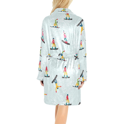 Snowboard Print Design LKS304 Women's Fleece Robe