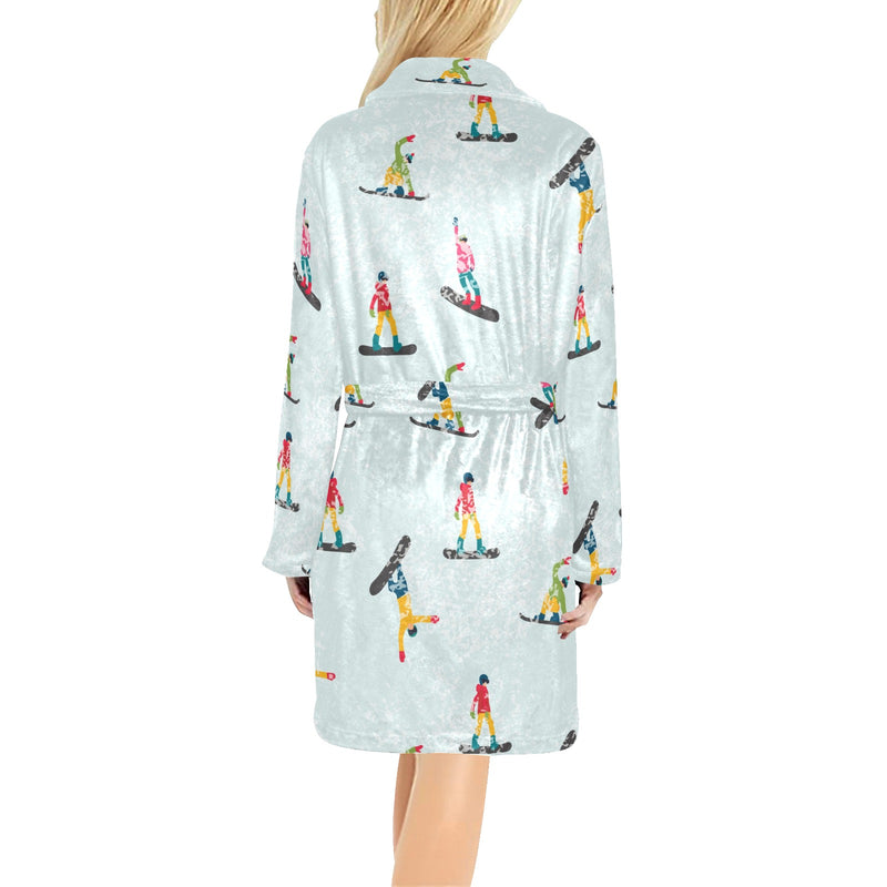 Snowboard Print Design LKS304 Women's Fleece Robe