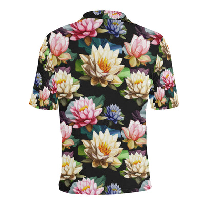 Water Lily Pattern Print Design WL02 Men Polo Shirt