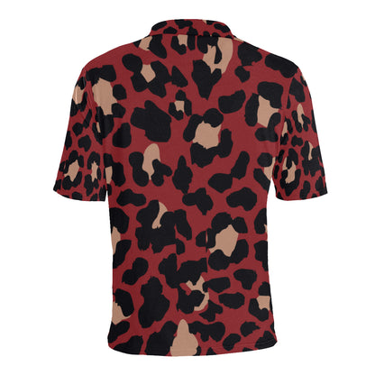 Cheetah Red Print Pattern Men Polo Shirt