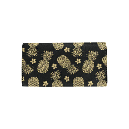 Gold Pineapple Hibiscus Women's Trifold Wallet