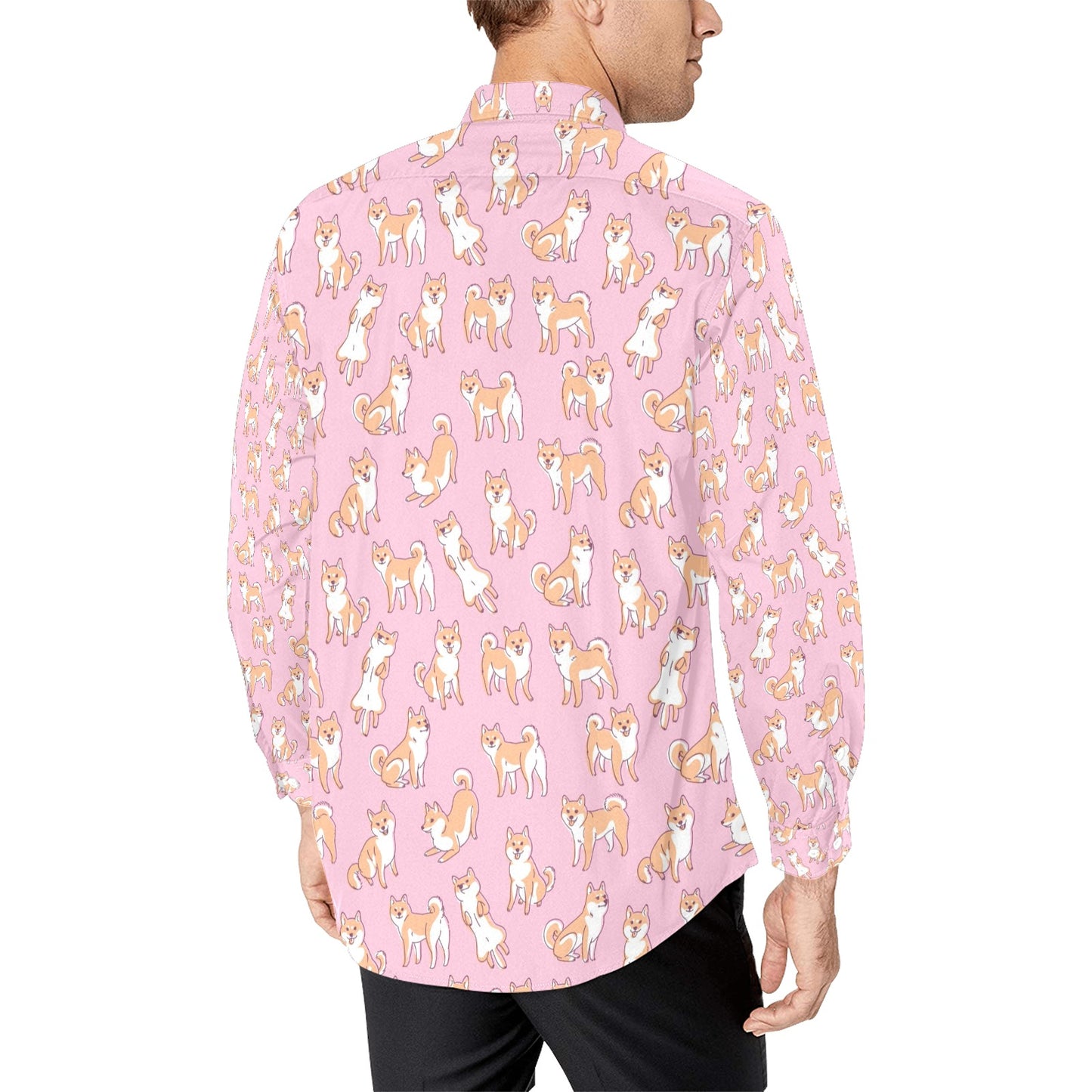 Shiba Inu Print Design LKS303 Men's Long Sleeve Dress Shirt