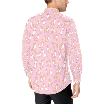 Shiba Inu Print Design LKS303 Men's Long Sleeve Dress Shirt