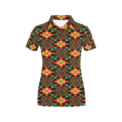 Kente Pattern Print Design 01 Women's Polo Shirt