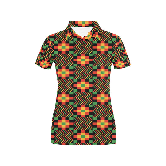 Kente Pattern Print Design 01 Women's Polo Shirt