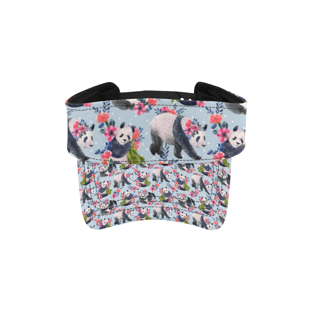 Panda Bear Flower Design Themed Print Unisex Sun Visor