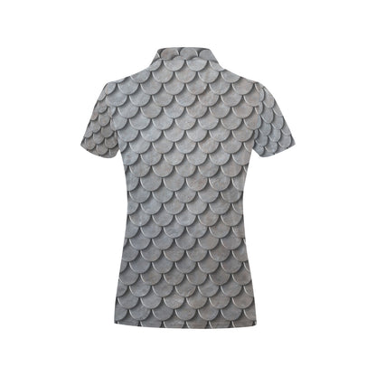 Armor Scales Pattern Print Design 03 Women's Polo Shirt