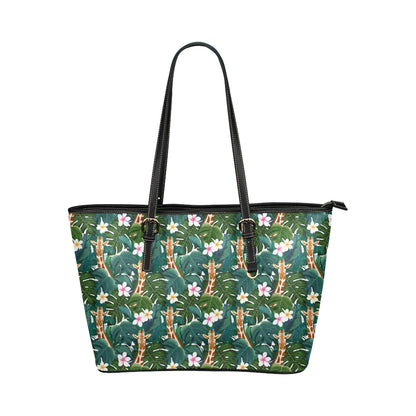 Giraffe Jungle Design Print Leather Tote Bag
