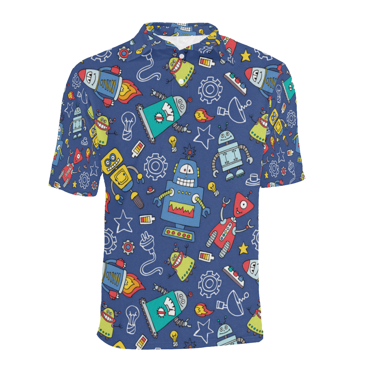 Robot Pattern Print Design A03 Men Polo Shirt
