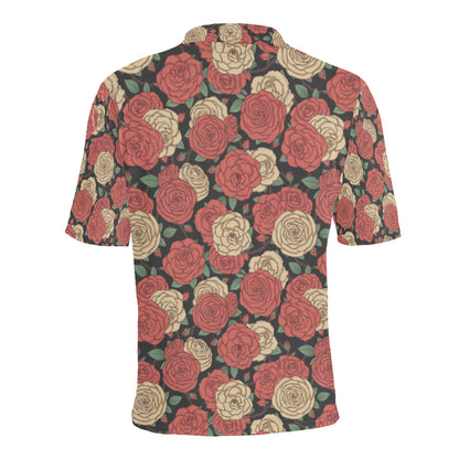 Camellia Pattern Print Design CM01 Men Polo Shirt