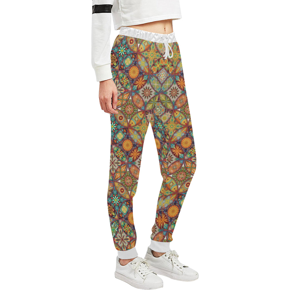 Mandala Flower Themed Design Print Unisex Sweatpants