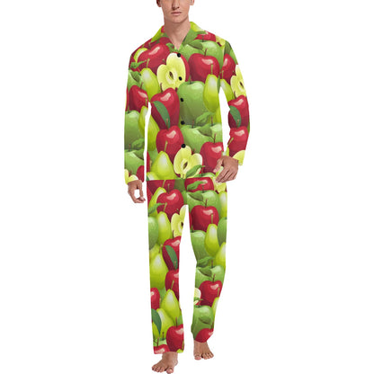 Apple Pattern Print Design AP03 Men's Long Pajama Set