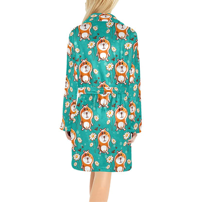 Hamster Pattern Print Design 01 Women's Fleece Robe