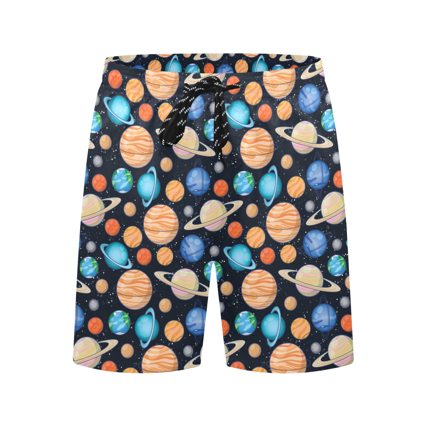 Planet Colorful Print Design LKS301 Men's Swim Trunks Beach Shorts