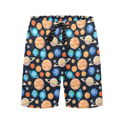 Planet Colorful Print Design LKS301 Men's Swim Trunks Beach Shorts