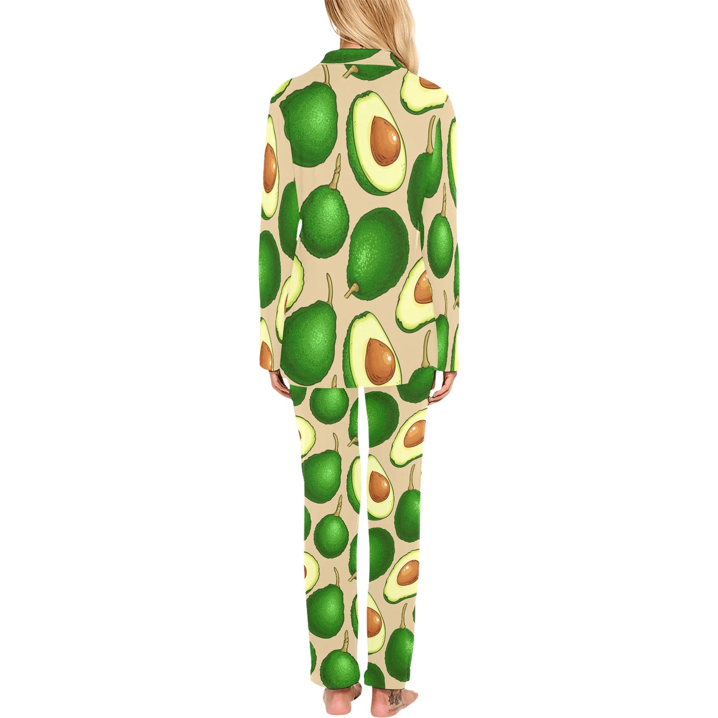Avocado Pattern Print Design AC010 Women's Long Pajama Set