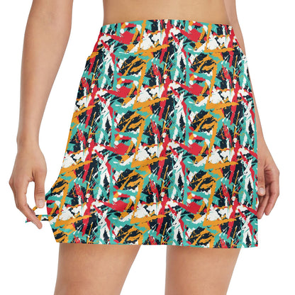 Splatter Print Design LKS304 17" Golf & Pickleball Skort with Pockets