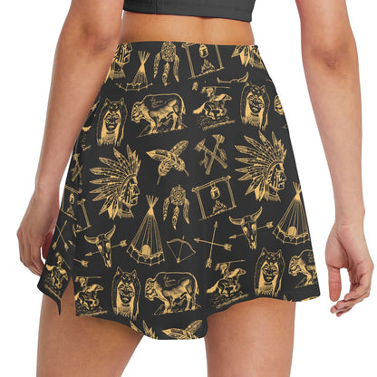 American indian Gold Style 17" Golf & Pickleball Skort with Pockets