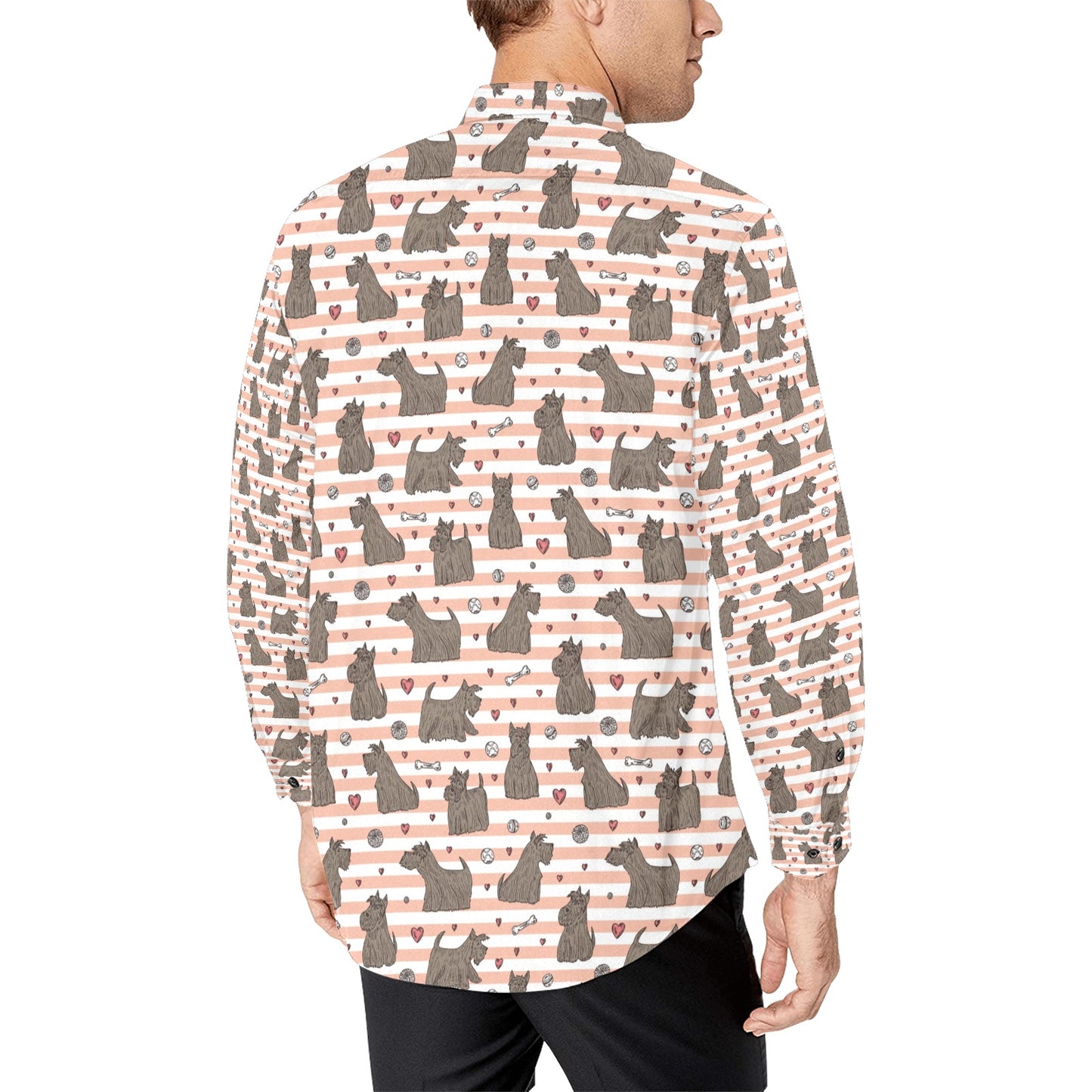Scottish Terriers Print Design LKS3016 Men's Long Sleeve Dress Shirt