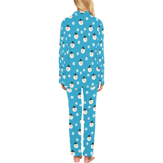 Snowman Print Design LKS303 Women's Long Pajama Set