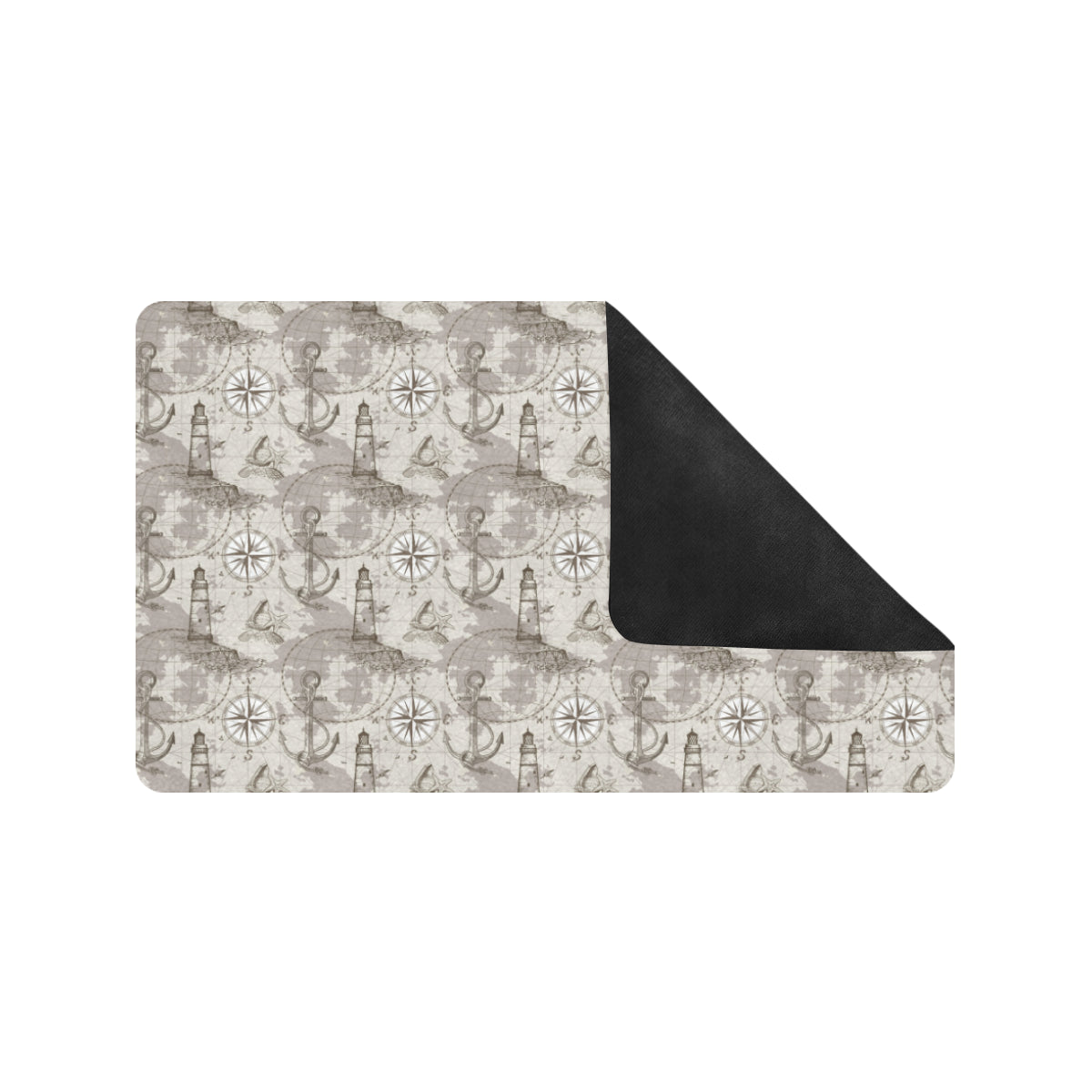 Nautical Map Design Themed Print Rubber Doormat
