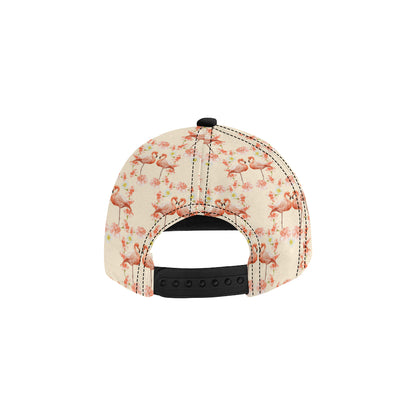 Flamingo Hibiscus Print Pattern Snapback Cap