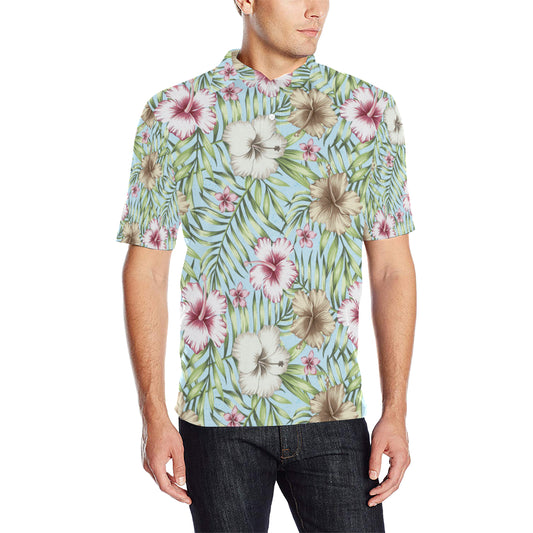 Tropical Flower Pattern Print Design TF05 Men Polo Shirt