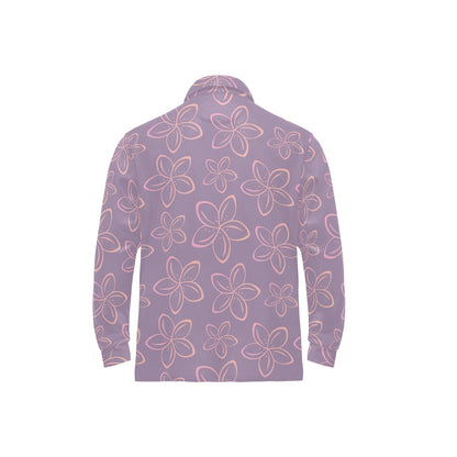 Plumeria Pattern Print Design A01 Long Sleeve Polo Shirt For Men's
