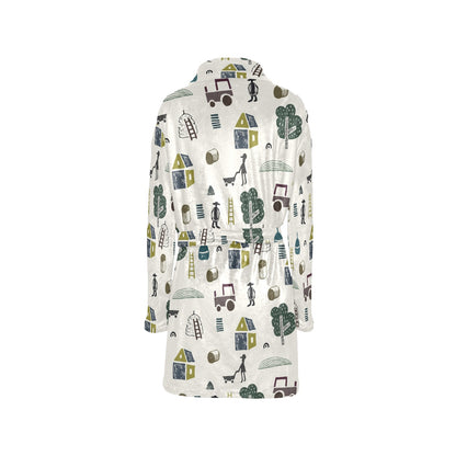Agricultural Farm Print Design 01 Women's Fleece Robe