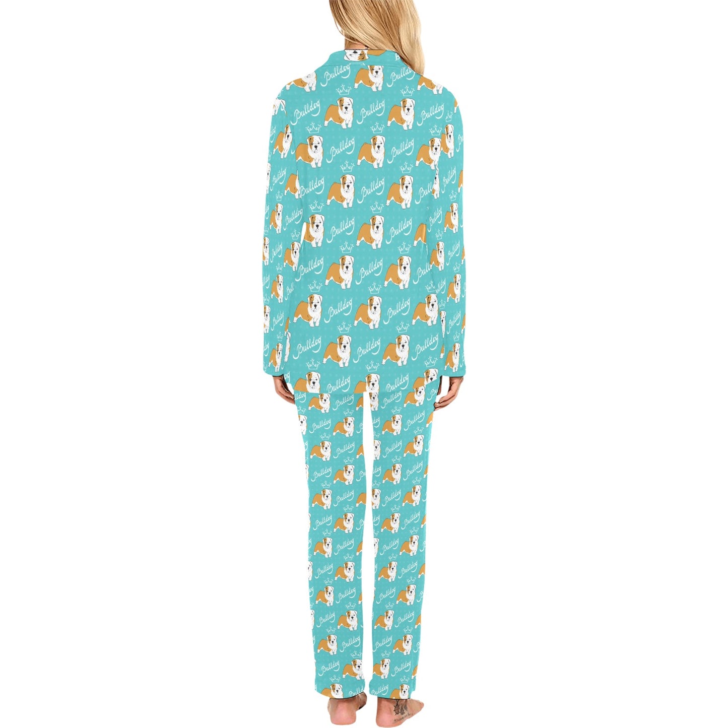 Bulldogs Pattern Print Design 05 Women's Long Pajama Set
