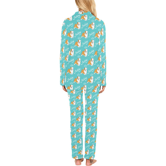 Bulldogs Pattern Print Design 05 Women's Long Pajama Set