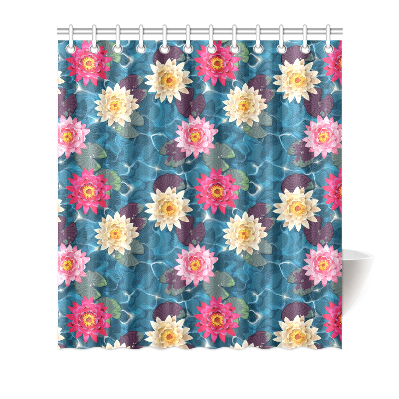 Water Lily Pattern Print Design WL05 Shower Curtain