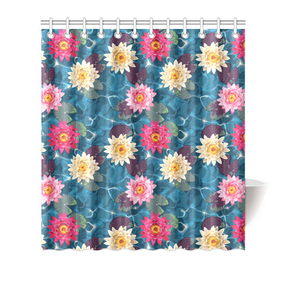 Water Lily Pattern Print Design WL05 Shower Curtain