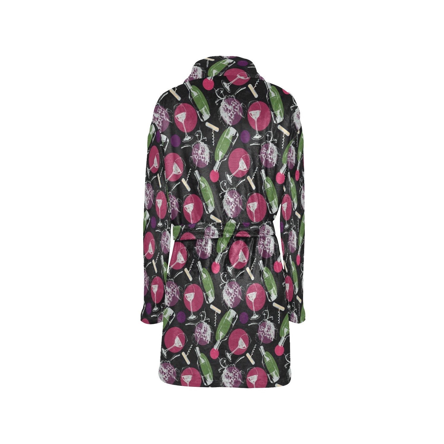 Wine Print Design LKS307 Women's Fleece Robe
