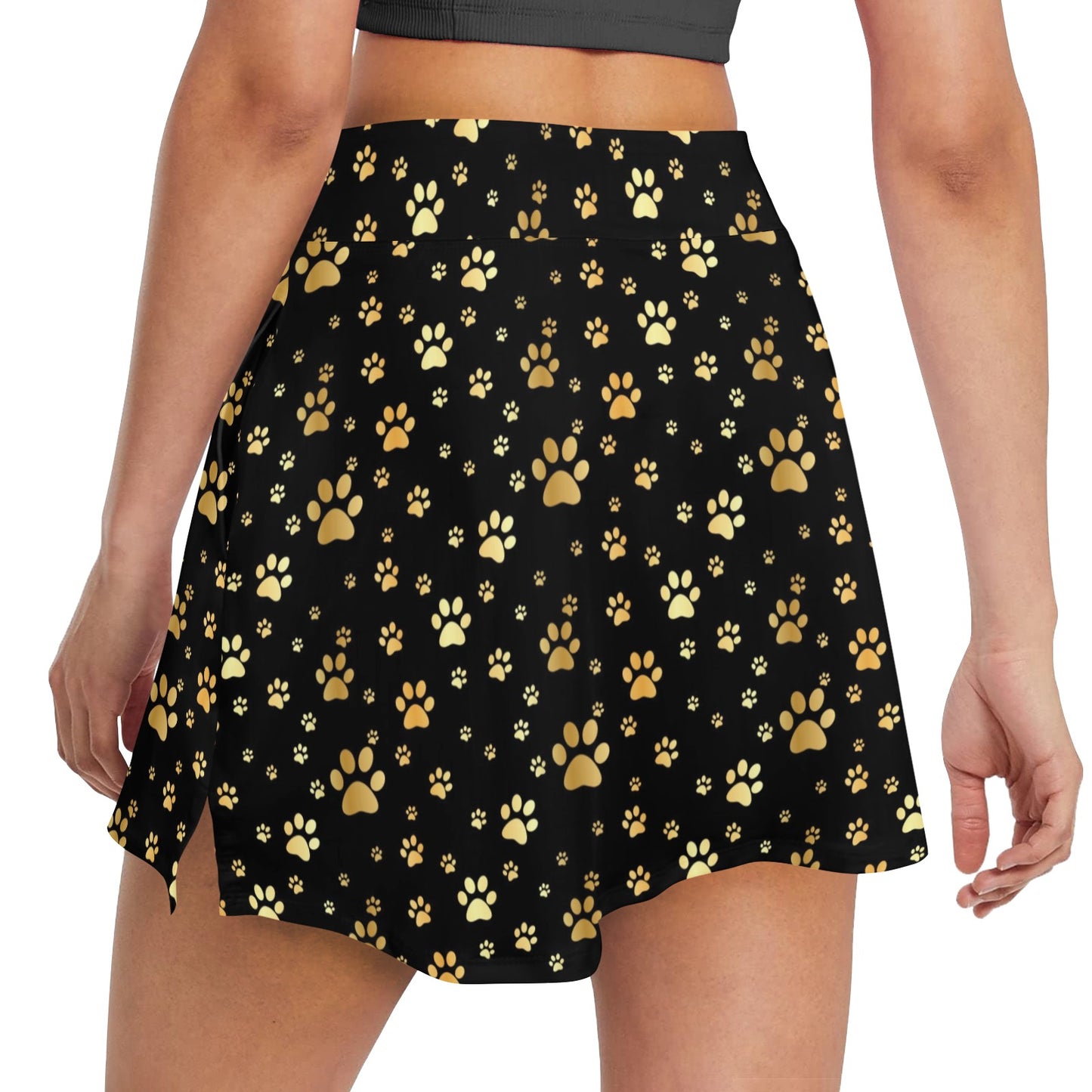 Paw Gold Print 17" Golf & Pickleball Skort with Pockets