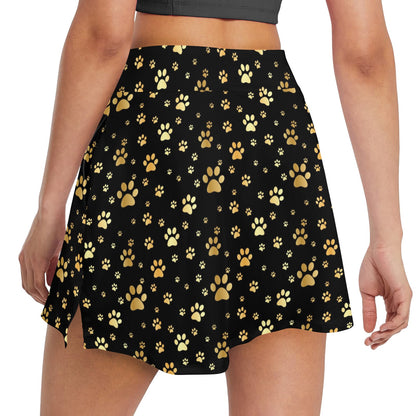 Paw Gold Print 17" Golf & Pickleball Skort with Pockets