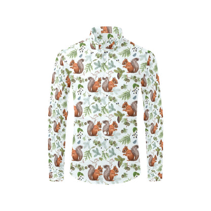 Squirrel Print Design LKS308 Men's Long Sleeve Dress Shirt