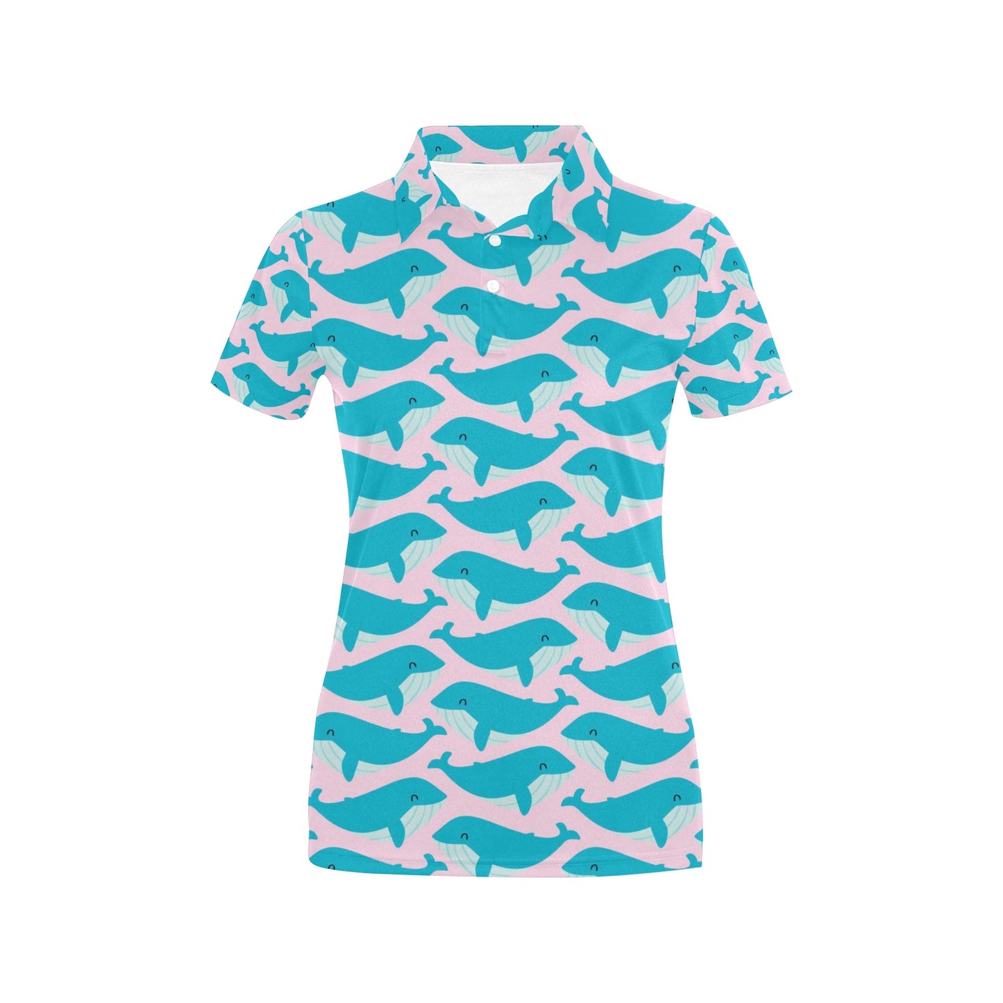 Whale Print Design LKS302 Women's Polo Shirt