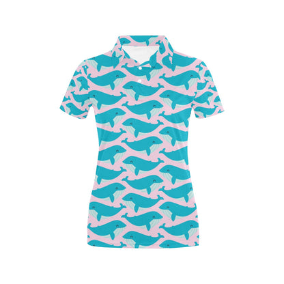 Whale Print Design LKS302 Women's Polo Shirt