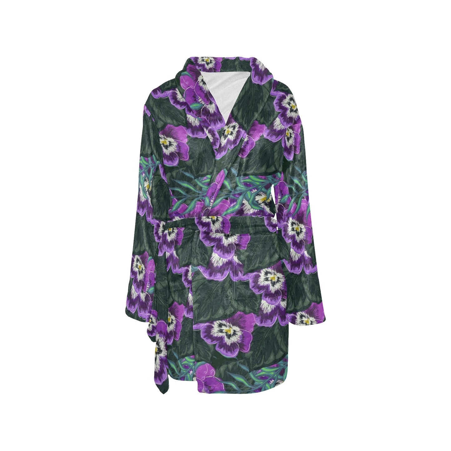 Pansy Pattern Print Design PS07 Women's Fleece Robe