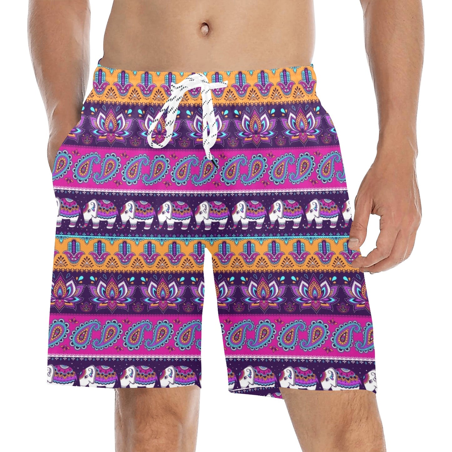 Boho Indian Style Pattern Men's Swim Trunks Beach Shorts