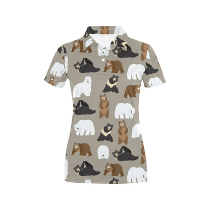 Bear Pattern Print Design BE03 Women's Polo Shirt