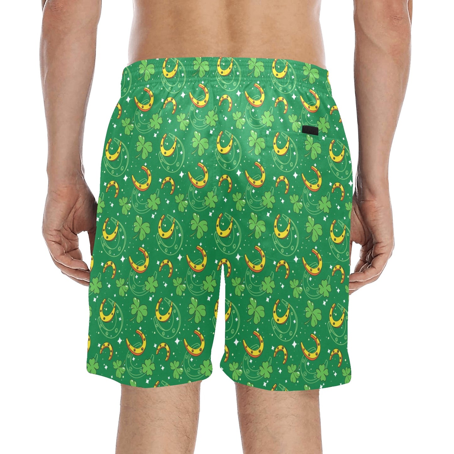 Shamrock With Horse Shoes Print Design LKS305 Men's Swim Trunks Beach Shorts