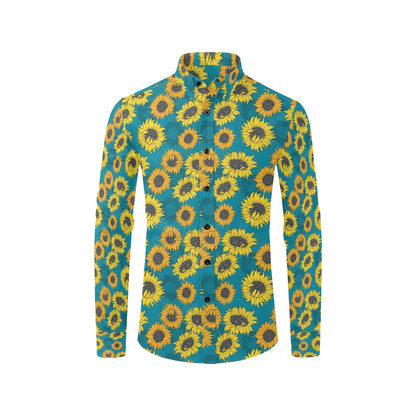 Sunflower Print Design LKS301 Men's Long Sleeve Dress Shirt