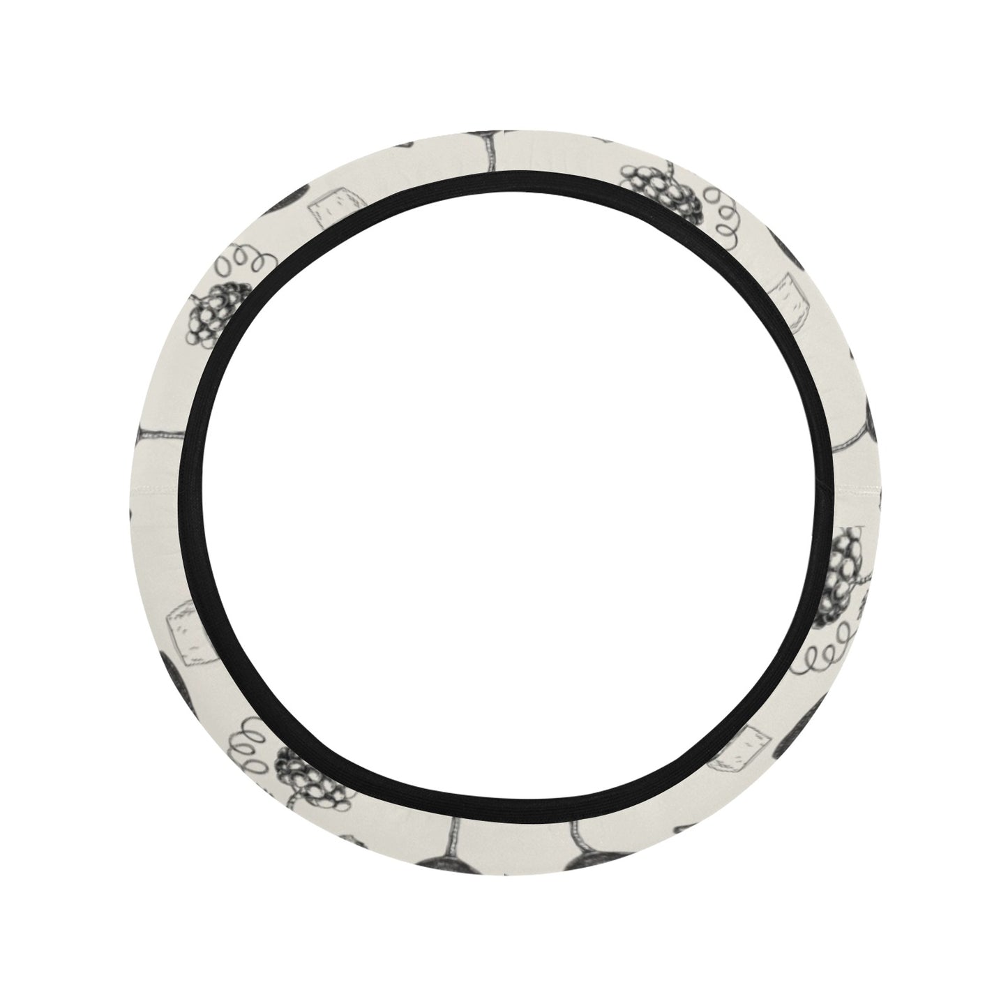 Wine Themed Print Design LKS306 Steering Wheel Cover with Elastic Edge