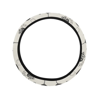 Wine Themed Print Design LKS306 Steering Wheel Cover with Elastic Edge