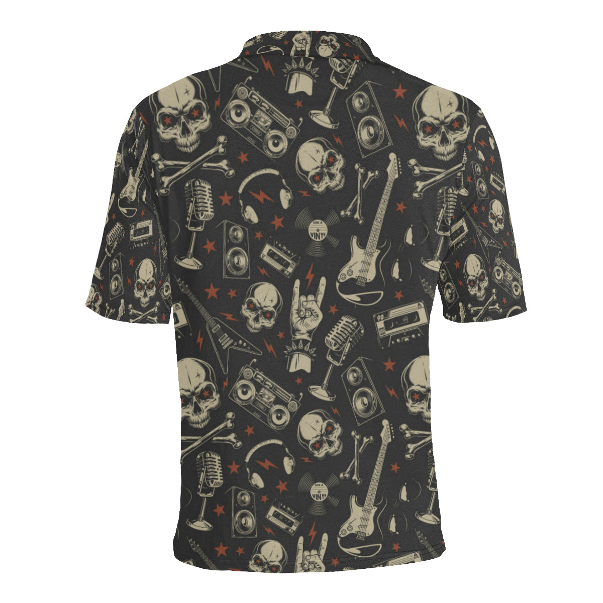 Rock and Roll Skull Pattern Print Design A03 Men Polo Shirt