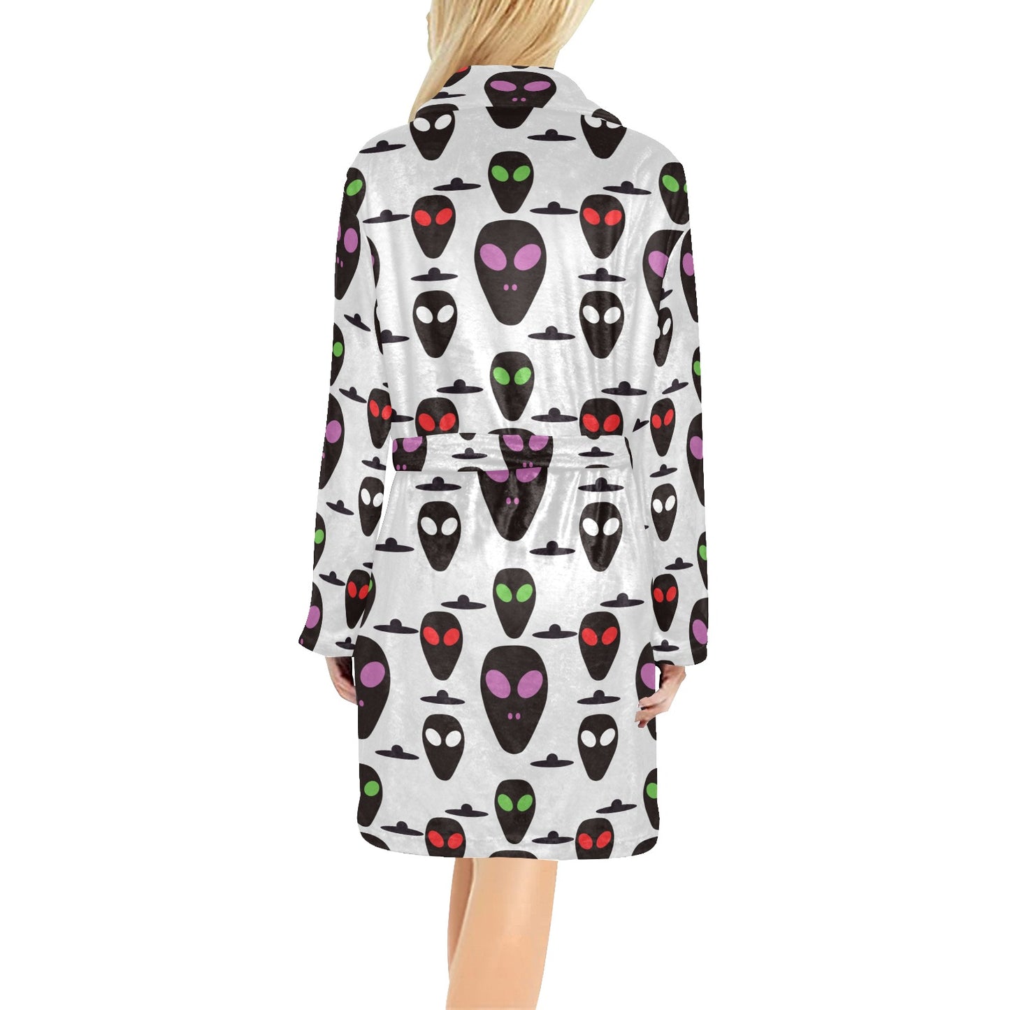 Alien Pattern Print Design 06 Women's Fleece Robe