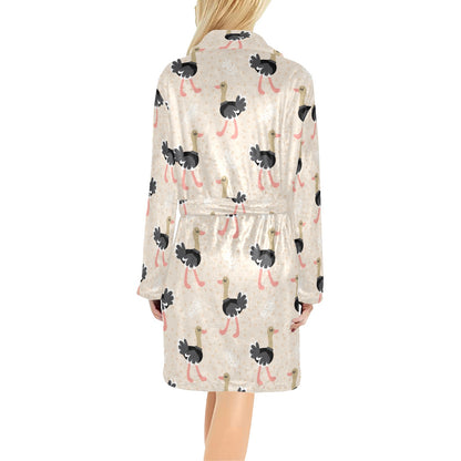Ostrich Pattern Print Design 02 Women's Fleece Robe