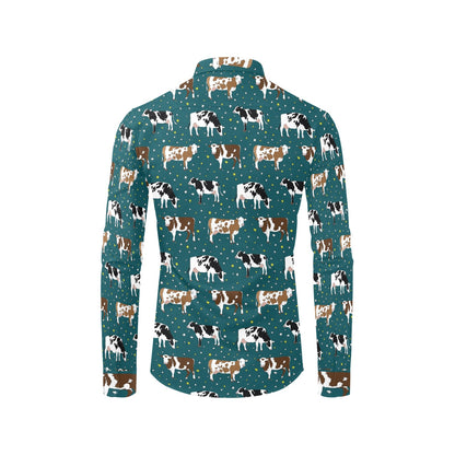Cattle Print Design LKS404 Men's Long Sleeve Dress Shirt
